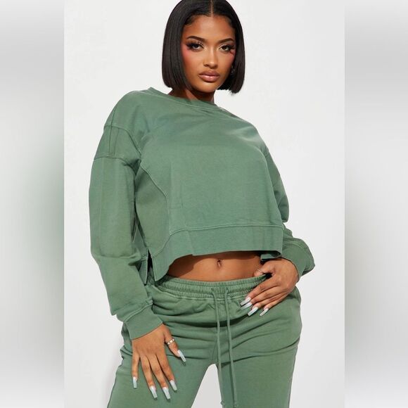 Daisy Vintage Wash Jogger Set - Sage Size Medium - Picture 2 of 5